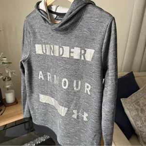Under Armour Women’s Loose Hoodie Gray/Black Pullover Coldgear Size S thumbnail 4