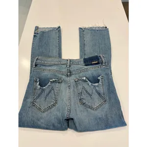 MOTHER The Insider Crop Step Fray Jeans Distressed Raw Hem Light Wash size 26 thumbnail 5
