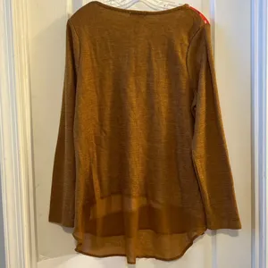 One World XL Brown Embellished Floral Print Long Sleeve Scoop Neck Tunic Top‎ thumbnail 2