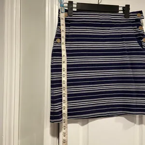 Loft Size 4 Navy Blue White Sailor Stripe Gold Button Cotton Stretch Mini Skirt thumbnail 6