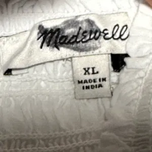 Madewell Smocked Ruched Crop Tank‎ Top White XL thumbnail 3