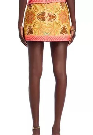 Farm RIo | Palm Scarf Print Miniskirt | Size 26 NWT thumbnail 2