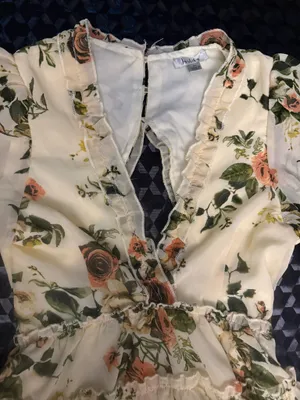 Justify Cream Floral Tiered Ling Sleeve Ruffle Dress thumbnail 4