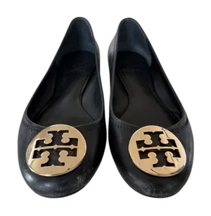 Tory Burch Black Leather Reva Logo Round-Toe Ballet Flats thumbnail 1