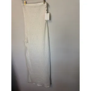 Reformation Jasmine Knit Maxi in White Ivory Sheer Side Slit Coverup Dress 8 NWT thumbnail 7