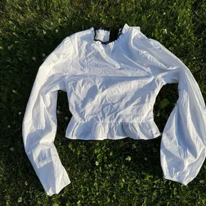 NWT Puff-Sleeve Lace Neck Blouse thumbnail 1