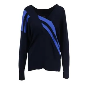Rag & Bone Sweater Womens Cecile XS Navy Blue Graphic Stripe V-Neck‎ Pullover thumbnail 3