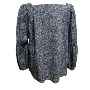 a.n.a Blouse Blue Floral Cotton Puff Sleeve Square Neck Boho Cottage Peasant M‎ thumbnail 3