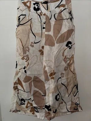 Tahari Neutral Abstract Print Midi Pants - White & Tan thumbnail 4