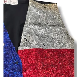 Vintage Sequin Texas Flag Vest Western Americana Rodeo Statement Red White Blue thumbnail 3