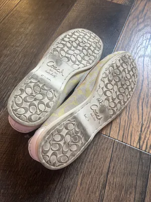 Coach Richelle Women's Yellow and Cream Signature Logo Canvas Boat Shoe Sz 9 thumbnail 6