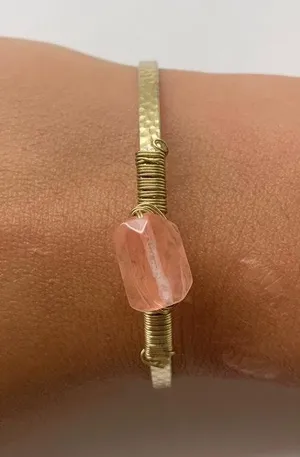 Gold Bracelet with Pink Stone thumbnail 1