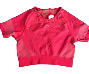 Gymshark Ultra Seamless Hot Pink Crop Top Back Cut Outs TikTok famous XS thumbnail 1