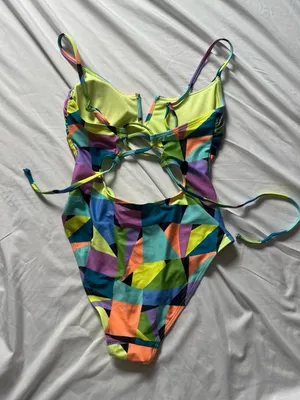 Multicolor Geometric Cutout One-Piece Swimsuit thumbnail 2
