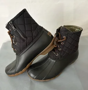 Sperry Black Quilted Duck Boots Lace Up Zipper Womens 7(B221) thumbnail 1