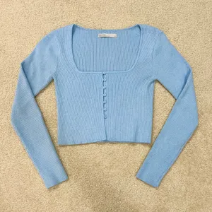 Oak + Fort Square Neck Cropped Cardigan Sweater thumbnail 2