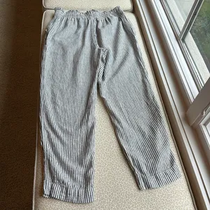 A new day stripped cropped linen blend drawstring pants with pockets size S thumbnail 9