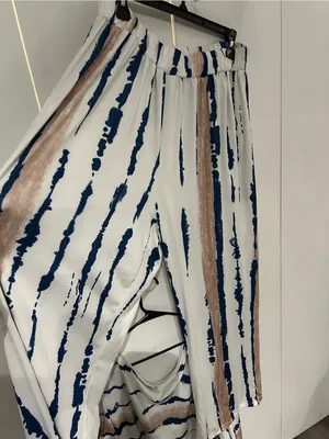 White Tie-Dye Stripe Set with Navy & Tan size 2X thumbnail 5