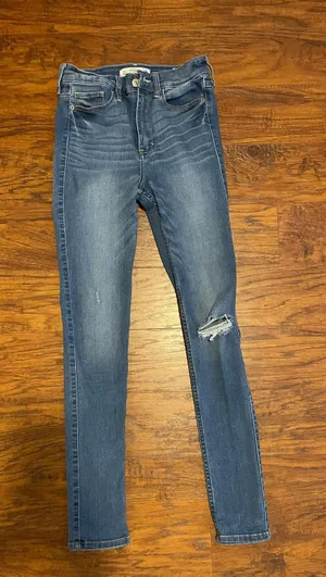 Abercrombie and Fitch high rise dark wash jeans thumbnail 6