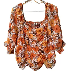 CATO womens size large pullover summer boho top spring bloom tangerine hippie thumbnail 9