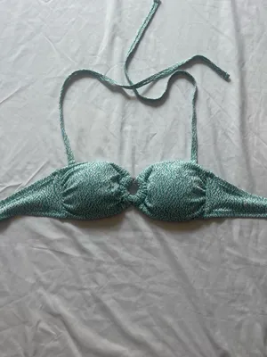 Time and Tru Teal Patterned Bandeau Bikini Top Blue thumbnail 2