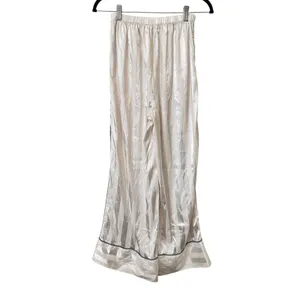 FREE PEOPLE Satin Striped Wide Leg‎ Pajama Set White Small thumbnail 4