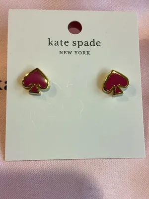 kate spade Hot Pink and Gold Spade Stud Earrings thumbnail 2