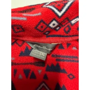 Eddie Bauer Womens 2XL‎ Red Camping Print Quarter Zip Fleece Pullover Sweater thumbnail 2