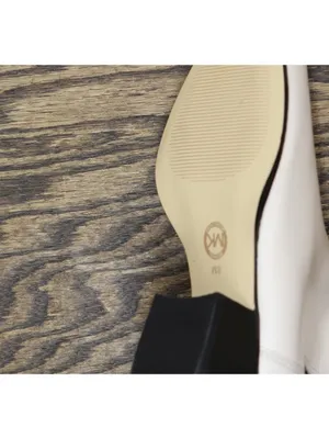 Michael Michael Kors Block Heel Ankle Boots Light Cream Off White / Black 8M thumbnail 9