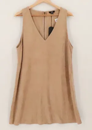 LUCCA Faux Vegan Suede Mini Shift Dress Womens Size L Jumper Minimalist Western thumbnail 1
