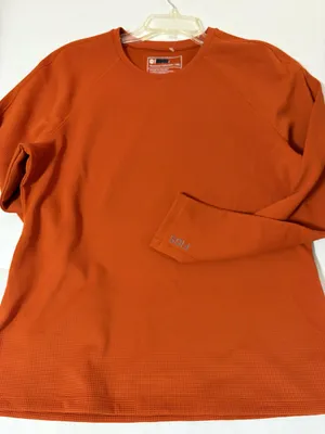 Dark orange nwot XXL FIGS waffle knit long sleeve underscrub top logo new thumbnail 1