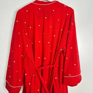 BEDHEAD Pajamas Heart Dot Stretch Organic Cotton Jersey Robe in Tiny Hearts L/XL thumbnail 10