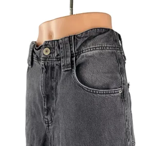 Free People Women's Black High Waist Baggy Flare Wide Leg Denim Jeans Pants 25 thumbnail 3