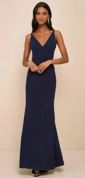 Lulus Navy Blue Sleeveless Maxi Dress thumbnail 1