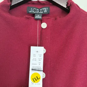 NWT J. CREW Perfect Rib Cardigan Burgundy Size Medium thumbnail 3