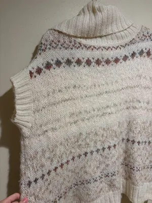 Free People Snow Bunny Sweater Vest Oversized Turtleneck Fair Isle thumbnail 7