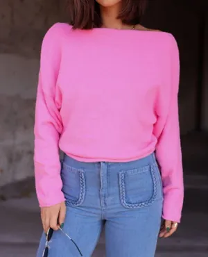 Lane 201 Women’s Size S Drop Shoulder Pullover Sweater Hot Pink Barbiecore Comfy thumbnail 6