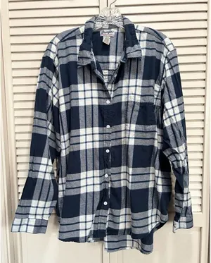 Wrangler Wrancher Blue/White Plaid Flannel Button Up Long‎ Sleeve Shirt Size XXL thumbnail 1