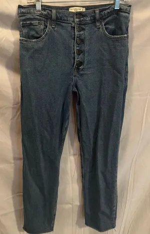 Abercrombie Women’s Size 10/30 “The Mom” High Rise Med Wash Jeans With Raw Hem thumbnail 1