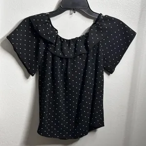 Papaya Women‎ Black Polka Dot Off Shoulder Blouse Size Small. thumbnail 7