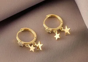 13mm Star Gold Hoop Earrings for Women thumbnail 2