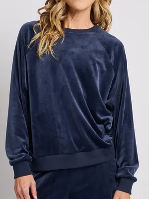 Splits59 Joy blue velour crewneck sweatshirt thumbnail 1