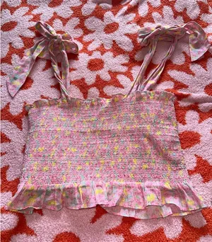 Love shack fancy pink floral top thumbnail 1