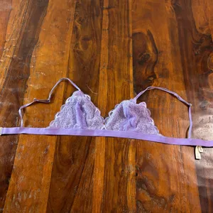 Madewell Purple Floral Lace Triangle Bralette Adjustable Straps Small‎ SP thumbnail 6