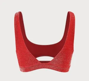BERLOOK Red Lurex Cut Out Bikini TOP ONLY 03 thumbnail 6
