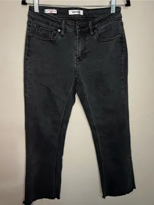 Vigoss Marley Crop Boot Washed Black Raw Hem‎ Stretch Jeans thumbnail 2