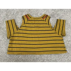 Free People New Romantics Yellow Embroidered Cold Shoulder Crop Top XS thumbnail 7