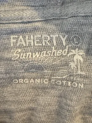 Faherty Sunwashed Organic Hoodie - Light Grey Heather Women’s Size Large thumbnail 7