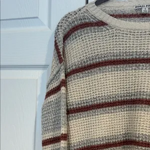 Striped Knit Sweater in Cream and Brown thumbnail 4