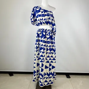 NWOT Farm Rio Linen-Blend Pitta Tiles Off-White One Shoulder Maxi Dress Size S thumbnail 4